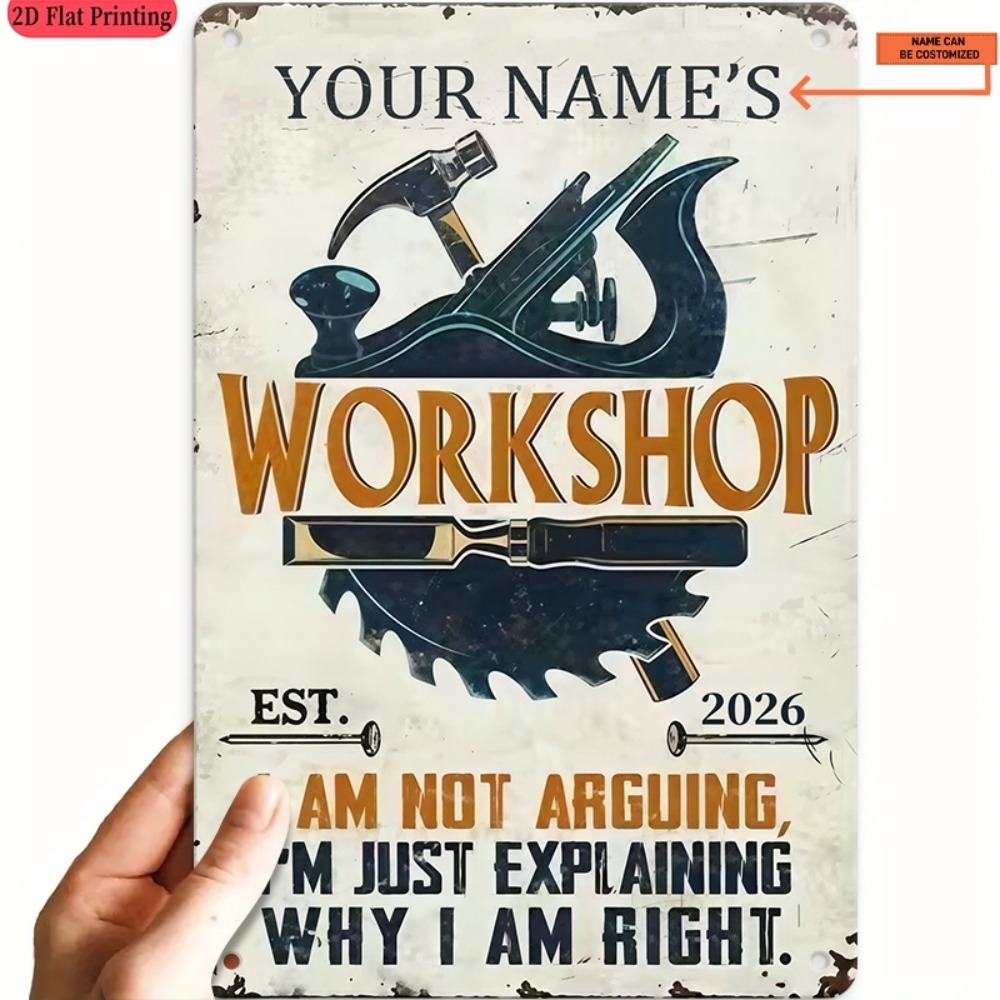 Workshop Tools Name - [2D Flach] 1 Stück individuelles Metallschild