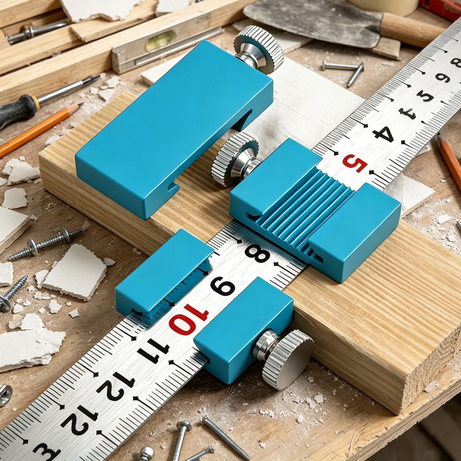 Tools For Home Workshop - Tischlerwerkzeuge, Tischlerlineal, Positionierungs- und Anreißblock, Holzbearbeitungs-Stahlskala-Stopper