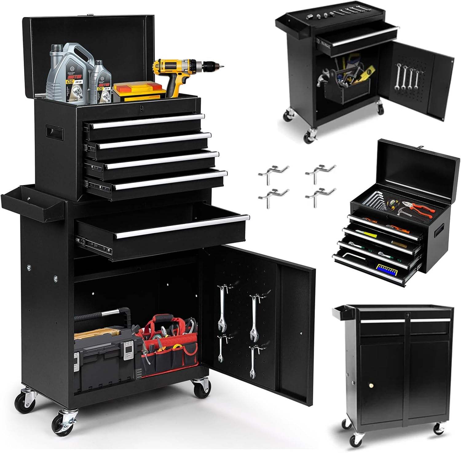 Workshop Tools Box - Rollbarer Werkzeugwagen mit abnehmbarer Werkzeugbox, feststellbaren