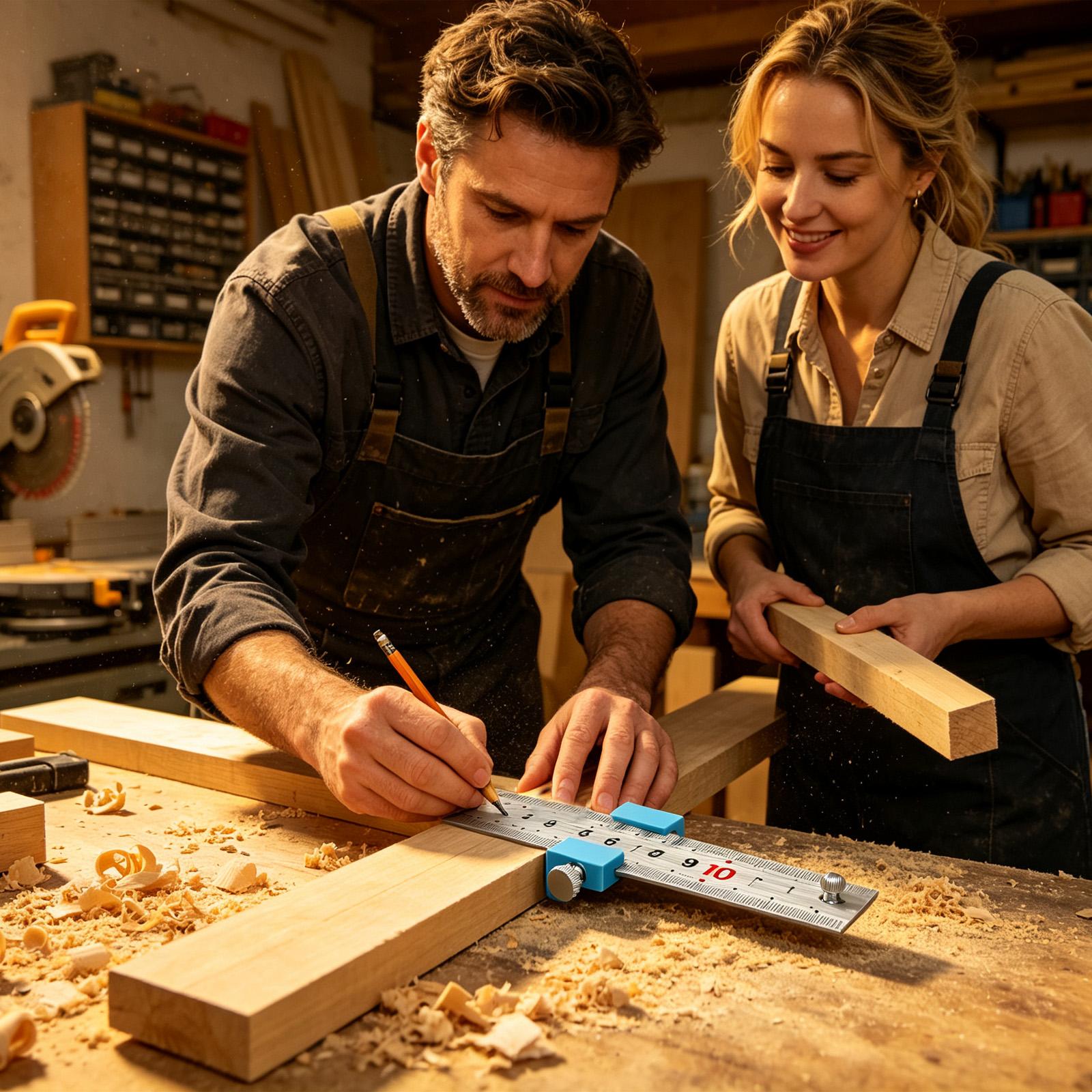 Tools For Home Workshop - Tischlerwerkzeuge, Tischlerlineal, Mess- und Anreißblock, Positionierungsblock,