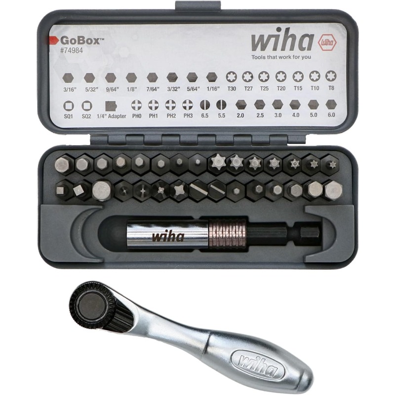 Tools Vn - WIHA 74984 GoBox Bohrerset Multifunktions-Mini-Ratschenschlüssel 32-teiliges